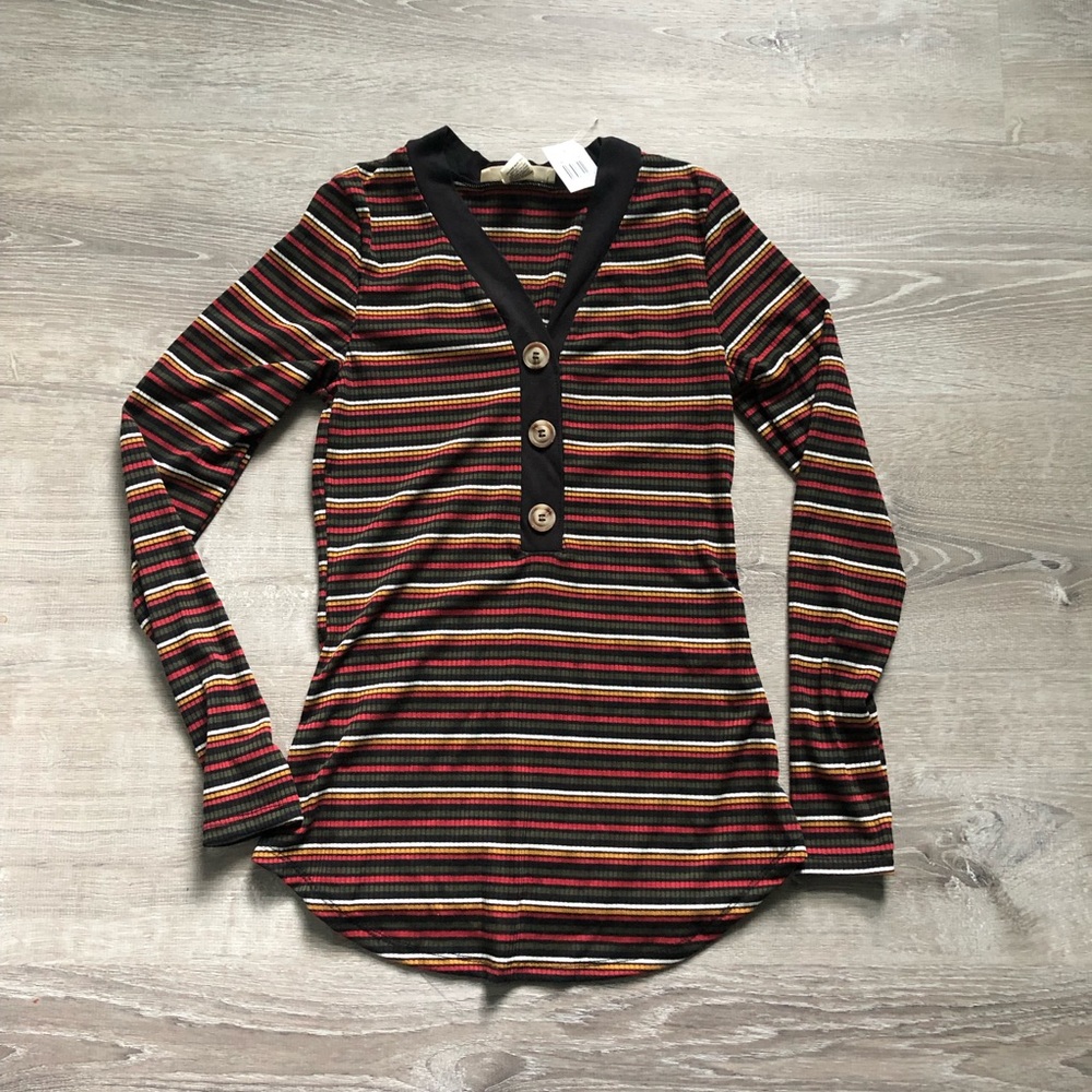 Stripped long sleeve top 70s